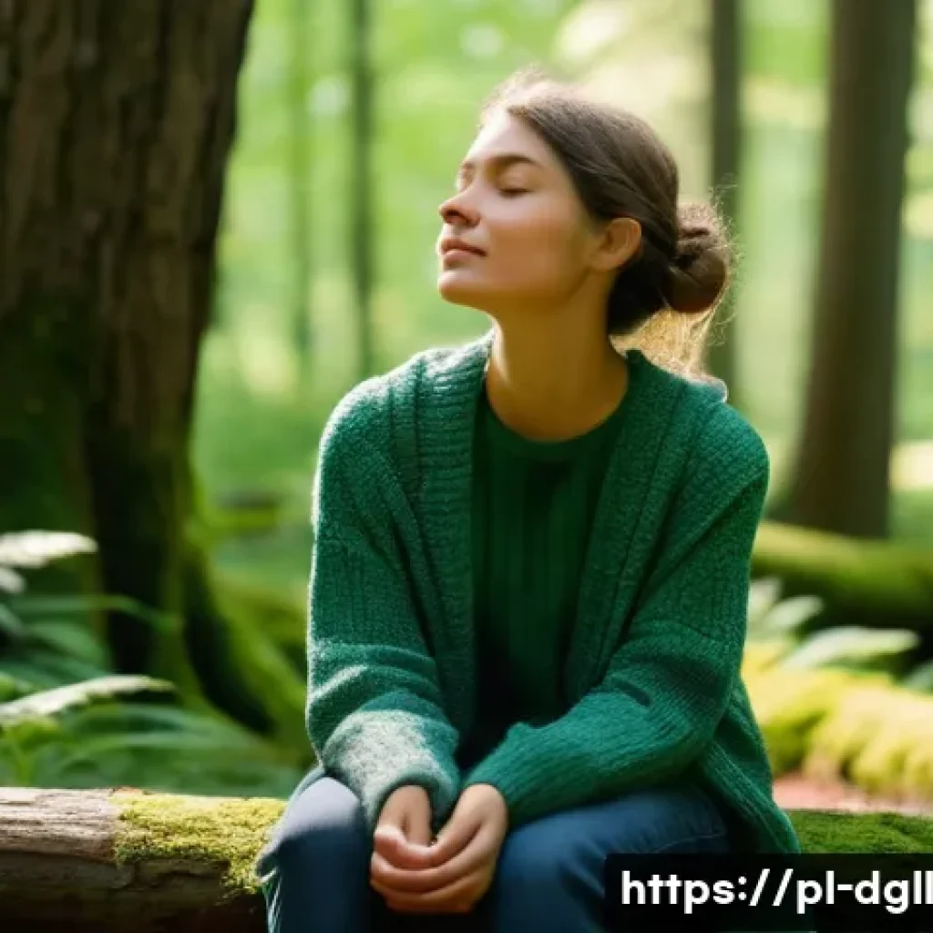 디지털 디톡스 캠프에서 하는 활동들 - **Prompt 1: Serene Forest Digital Detox**
    A tranquil and inviting scene showing a young adult wo...